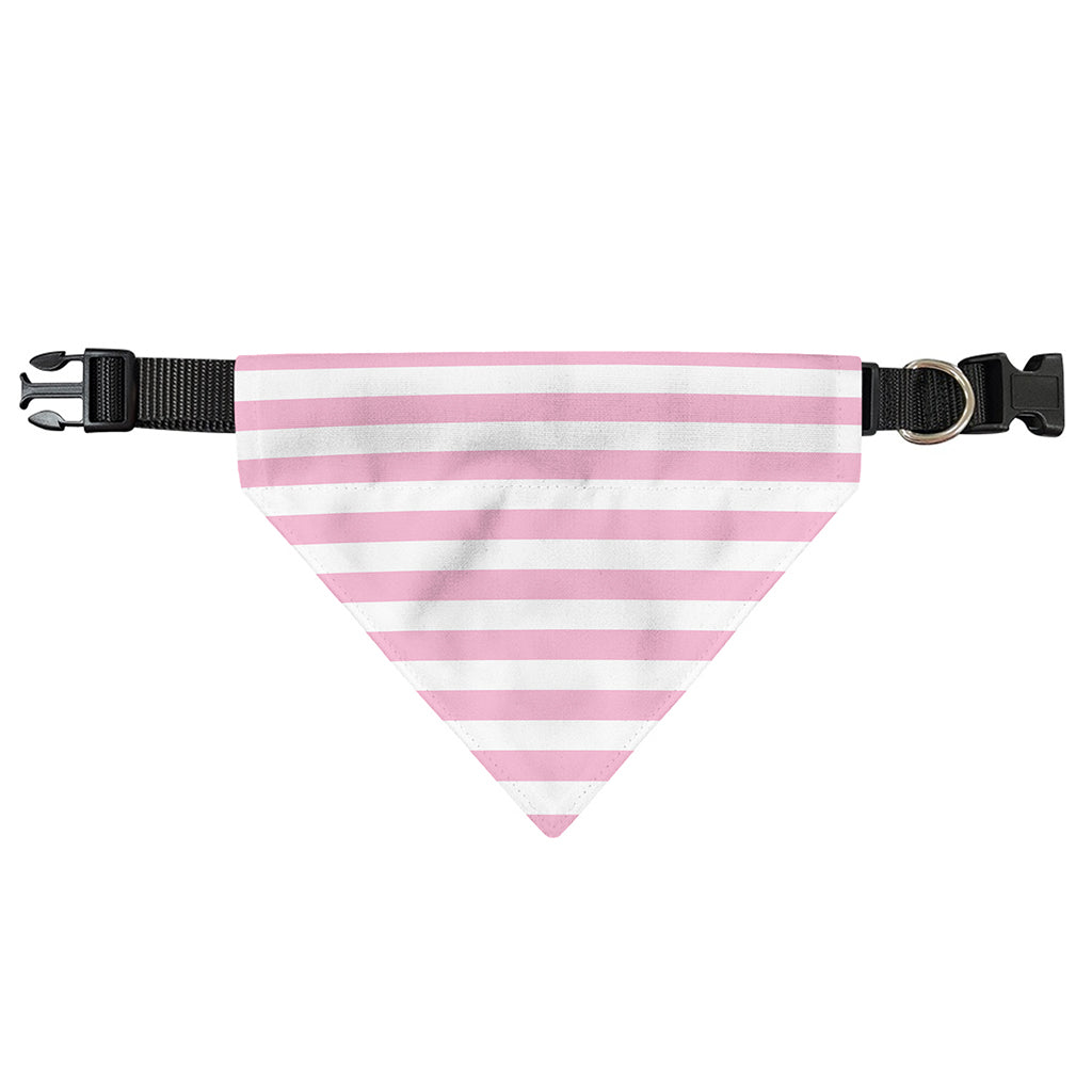 Pink And White Striped Pattern Print Over The Collar Dog Bandana