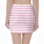 Pink And White Striped Pattern Print Pencil Mini Skirt