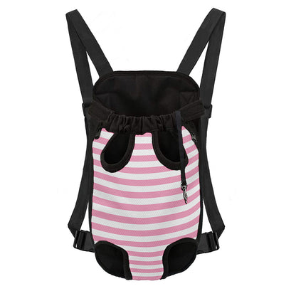 Pink And White Striped Pattern Print Pet Carrier Backpack