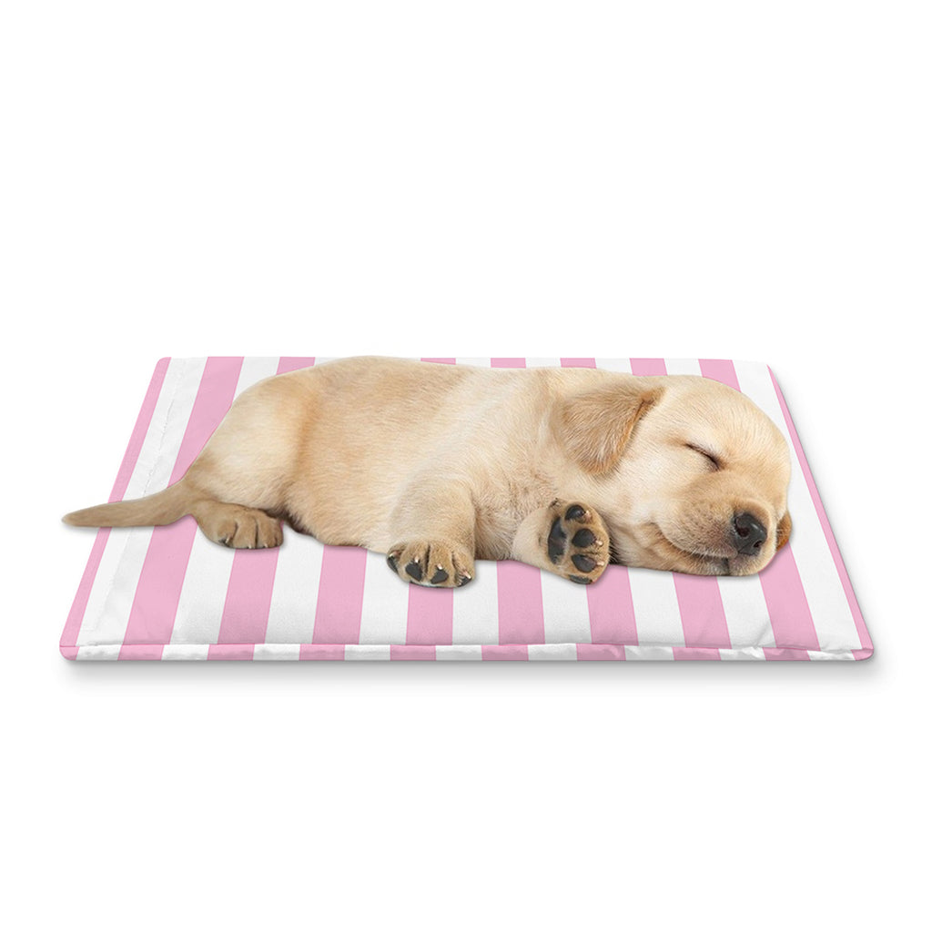 Pink And White Striped Pattern Print Pet Cooling Mat Cover