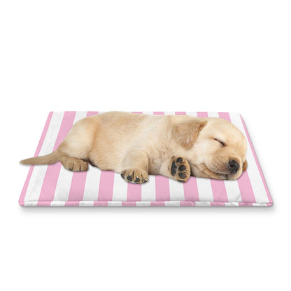Pink And White Striped Pattern Print Pet Cooling Mat Cover