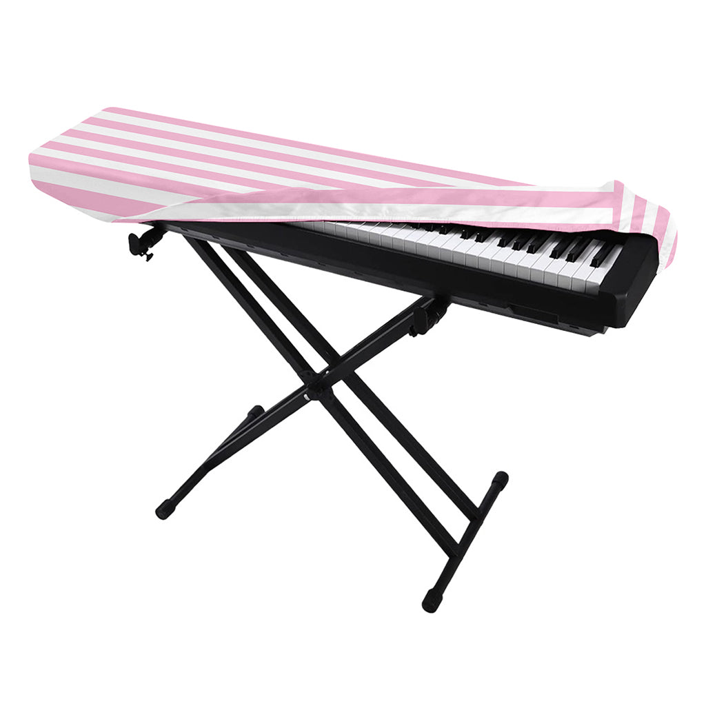 Pink And White Striped Pattern Print Piano Keyboard Cover