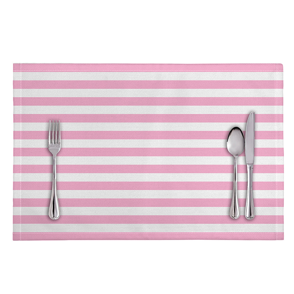 Pink And White Striped Pattern Print Placemat