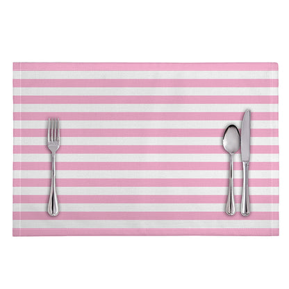 Pink And White Striped Pattern Print Placemat
