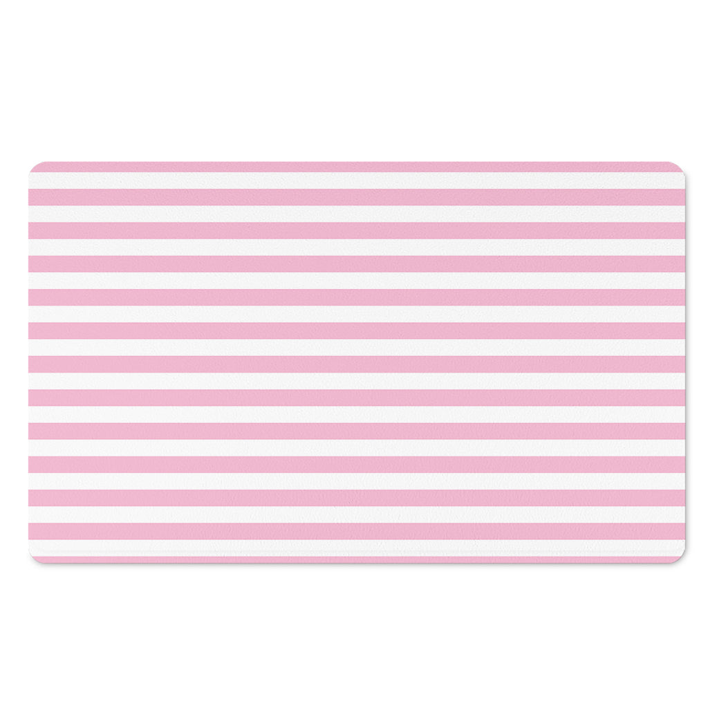 Pink And White Striped Pattern Print Polyester Doormat