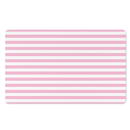 Pink And White Striped Pattern Print Polyester Doormat