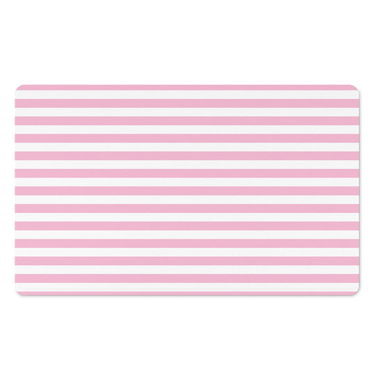 Pink And White Striped Pattern Print Polyester Doormat