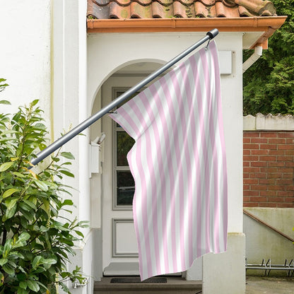 Pink And White Striped Pattern Print Polyester Flag
