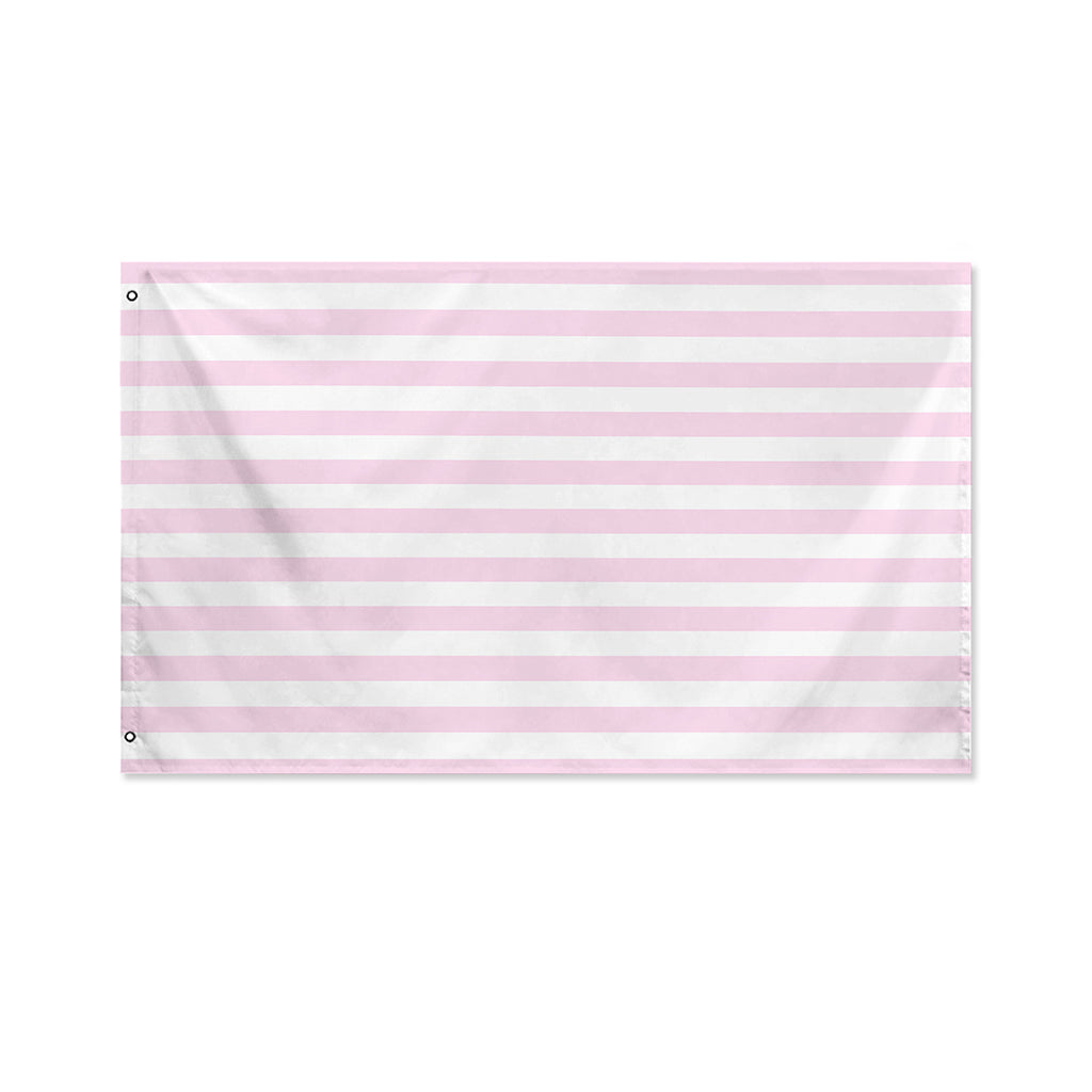 Pink And White Striped Pattern Print Polyester Flag