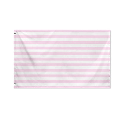 Pink And White Striped Pattern Print Polyester Flag