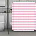 Pink And White Striped Pattern Print Polyester Shower Curtain