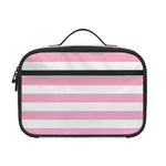 Pink And White Striped Pattern Print Portable Lunch Bag