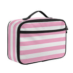 Pink And White Striped Pattern Print Portable Lunch Bag