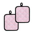 Pink And White Striped Pattern Print Pot Holders