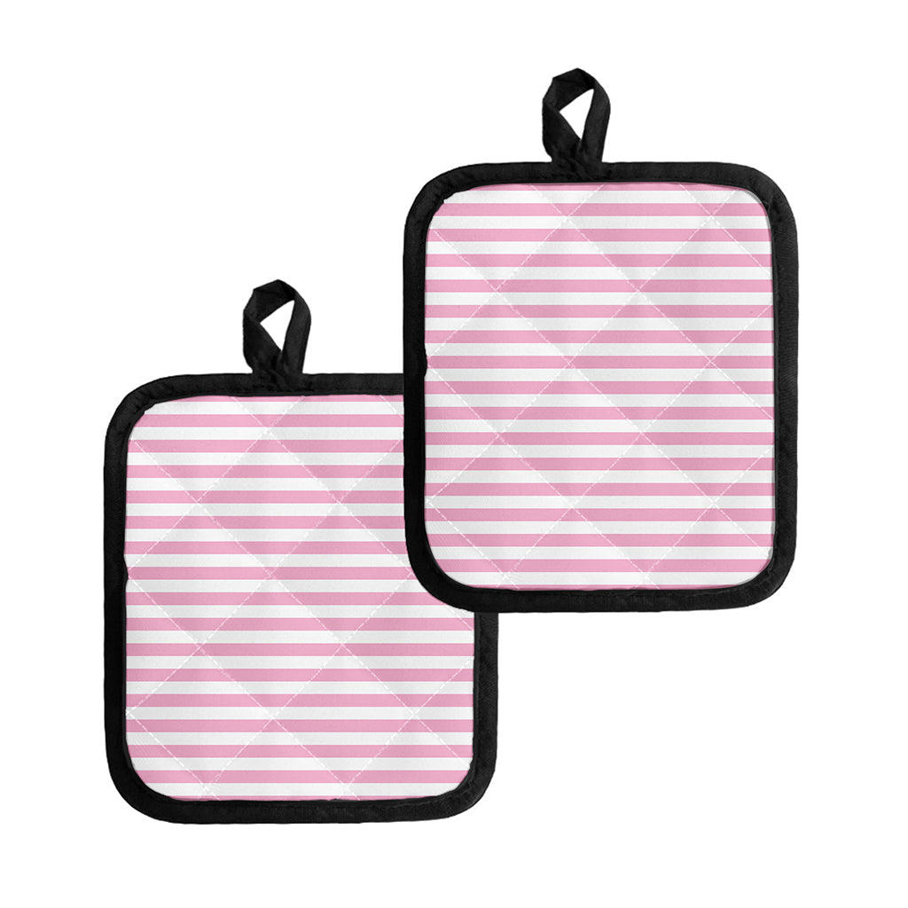 Pink And White Striped Pattern Print Pot Holders