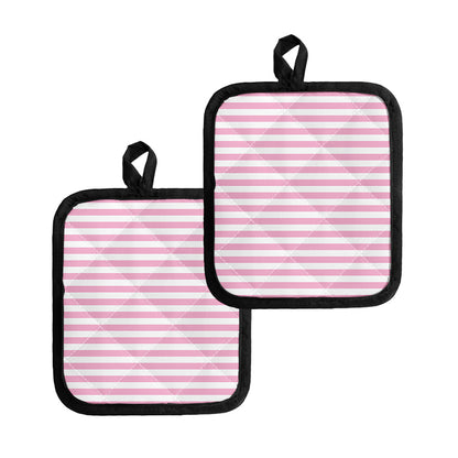 Pink And White Striped Pattern Print Pot Holders