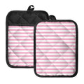 Pink And White Striped Pattern Print Pot Holders With Pocket