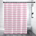 Pink And White Striped Pattern Print Premium Shower Curtain