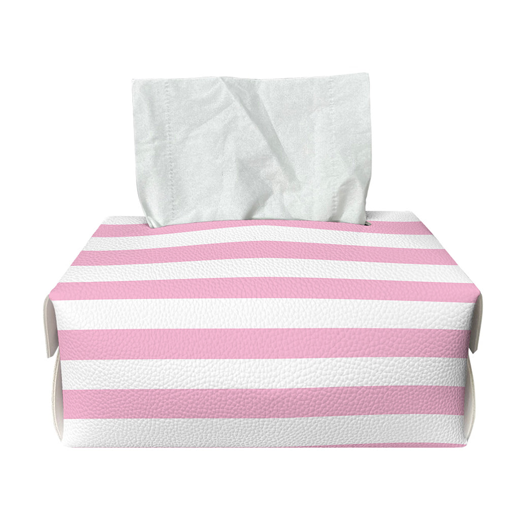 Pink And White Striped Pattern Print Rectangle Tissue Box Cover