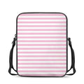 Pink And White Striped Pattern Print Rectangular Crossbody Bag