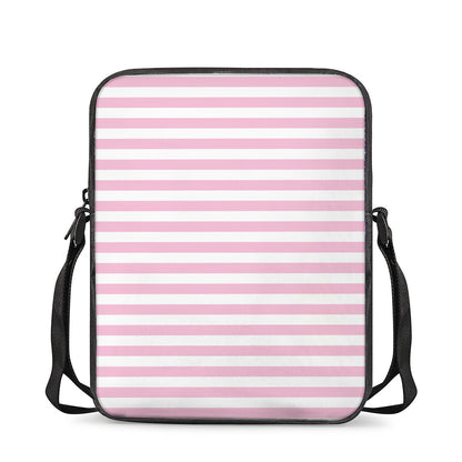Pink And White Striped Pattern Print Rectangular Crossbody Bag