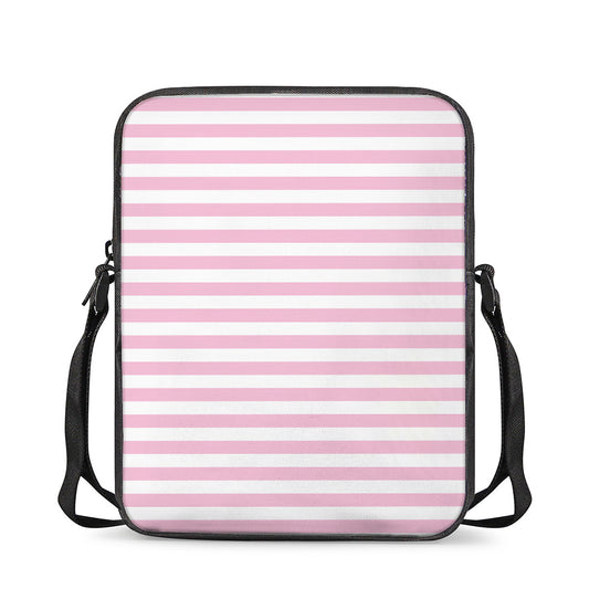 Pink And White Striped Pattern Print Rectangular Crossbody Bag