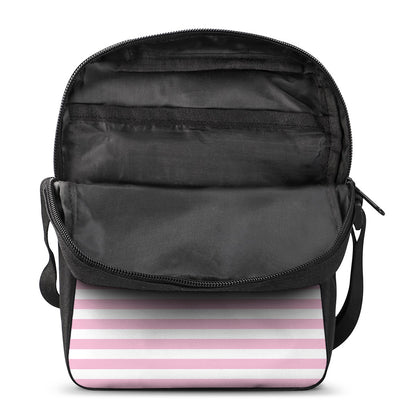 Pink And White Striped Pattern Print Rectangular Crossbody Bag