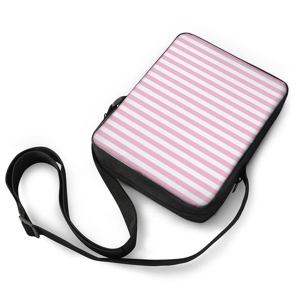 Pink And White Striped Pattern Print Rectangular Crossbody Bag