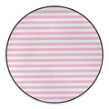 Pink And White Striped Pattern Print Round Floor Mat