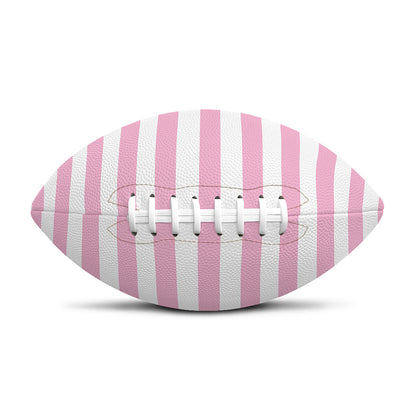 Pink And White Striped Pattern Print Rugby Ball