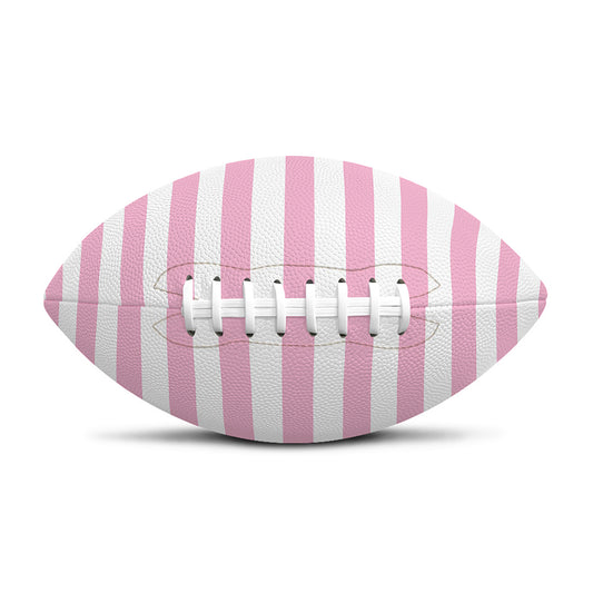 Pink And White Striped Pattern Print Rugby Ball