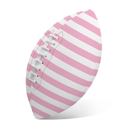 Pink And White Striped Pattern Print Rugby Ball