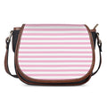Pink And White Striped Pattern Print Saddle Bag