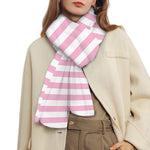 Pink And White Striped Pattern Print Scarf