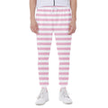 Pink And White Striped Pattern Print Joggers