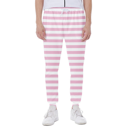 Pink And White Striped Pattern Print Scuba Joggers