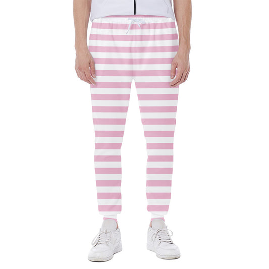 Pink And White Striped Pattern Print Scuba Joggers