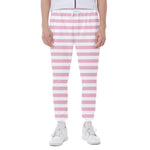 Pink And White Striped Pattern Print Scuba Joggers