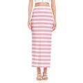 Pink And White Striped Pattern Print Side Slit Maxi Skirt