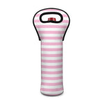 Pink And White Striped Pattern Print Single Neoprene Wine Tote