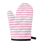 Pink And White Striped Pattern Print Single Oven Mitt