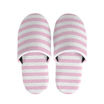 Pink And White Striped Pattern Print Slippers