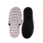 Pink And White Striped Pattern Print Slippers