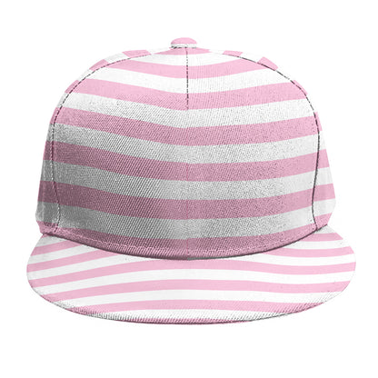 Pink And White Striped Pattern Print Snapback Cap