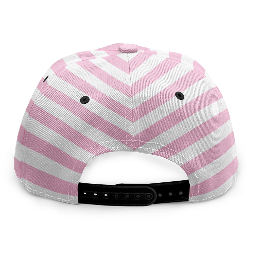 Pink And White Striped Pattern Print Snapback Cap