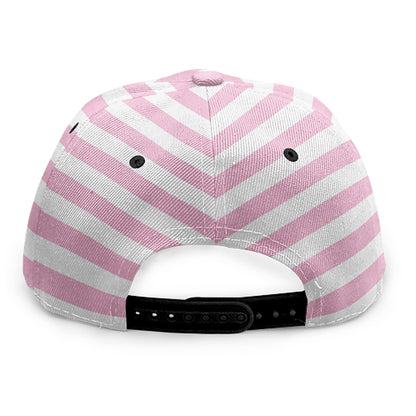 Pink And White Striped Pattern Print Snapback Cap