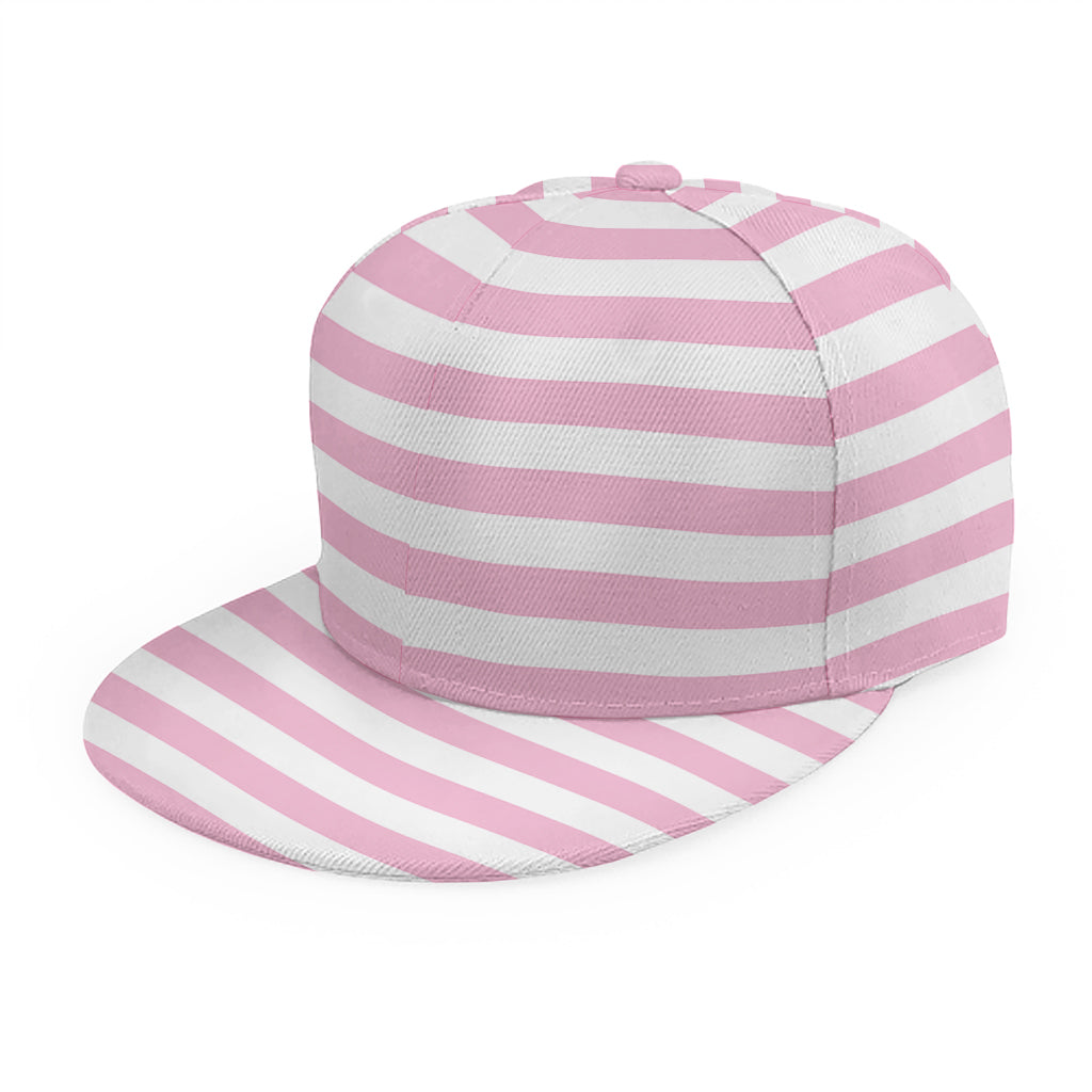 Pink And White Striped Pattern Print Snapback Cap