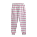 Pink And White Striped Pattern Print Sweatpants