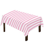 Pink And White Striped Pattern Print Tablecloth