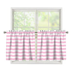 Pink And White Striped Pattern Print Tier Curtains